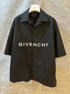 givenchy/纪梵希 2024春夏 黑色男士字母印花短袖衬衫 正品代购