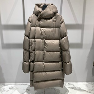 Rick/Owens 2022秋冬 女款灰色长款连帽羽绒服 RP02B6916正品代购