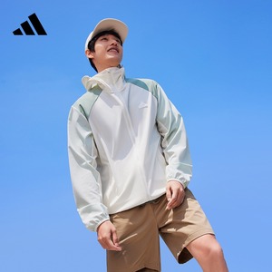 情侣凉感UPF50+连帽外套轻薄防晒衣男女夏季adidas阿迪达斯轻运动