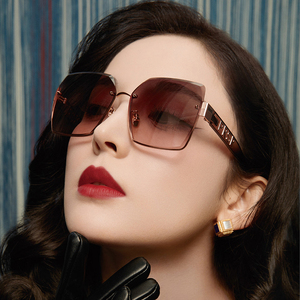 帕莎太阳镜女士大框显瘦品牌墨镜帕沙防紫外线开车浅金 茶色眼镜