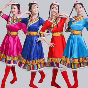 新款藏族舞蹈服装女成人西藏少数民族舞台表演服广场舞演出服