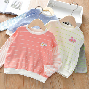 女童卫衣2020春秋装儿童韩版长袖针织套头衫宝宝洋气假两件T恤潮