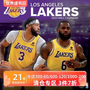 洛杉矶湖人队 NBA 官方挂历 詹姆斯 戴维斯 2023年 篮球 英文原版 进口日历 Los Angeles Lakers Team Wall Calendar