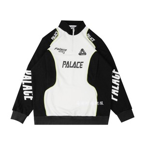 PALACE 秋冬款 青春流行赛车服字母 男女休闲圆领套头半拉链卫衣