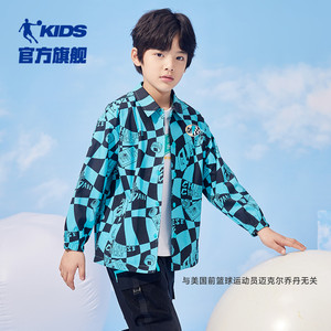 商场同款中国乔丹童装男童外套2024夏季新款儿童网布风衣大童衬衫