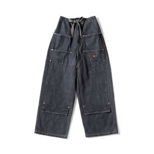 KAPITAL/平田和宏 24SS 日系牛仔丹宁工装伐木抽绳大口袋休闲长裤