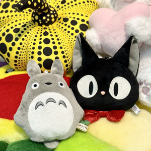 宫崎骏动漫魔女黑猫豆豆龙拉伸卡包零钱包毛绒公仔散纸包可爱猫包