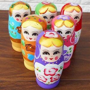 木制质俄罗斯套娃5套层彩色儿童套娃娃玩具男女儿童生日礼物-