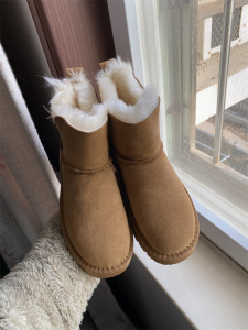 超暖~磨砂牛皮羊毛口雪地靴23年新款冬季保暖女靴加绒加厚棉鞋
