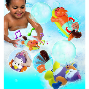 TOMY Aqua Fun 音乐唱歌上发条游泳企鹅海狸动物戏水儿童洗澡玩具