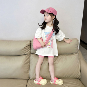 韩版童装女童卡通图案短袖夏2024新款女孩甜美上衣儿童洋气T恤潮