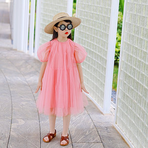 IFKIDS童装夏季新款女童清凉桃粉色仙仙公主纱裙连衣裙