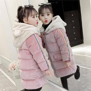 女童冬装棉袄2023新款洋气棉衣中长款加厚金丝绒洋气外套韩版大衣