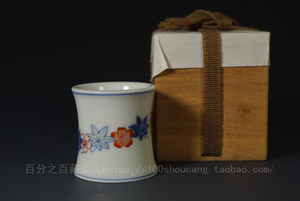 日本陶瓷世家 十一代 今泉今右卫门 锦梅枫纹 盖置 盖托 5.5×5.6