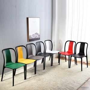 1北欧风格椅子网红塑料家用靠背椅可叠放成人创意休闲办公洽谈