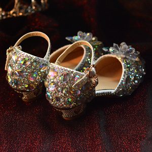 艾莎公主水晶鞋子儿童宝宝高跟鞋女美美公主童鞋软底女童水晶鞋