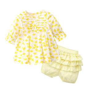 2023新款女童夏季套装1-3岁女宝宝洋气裙子婴儿纯棉两件套装夏款