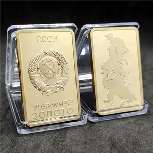 CCCP纪念币方形镀金块金币苏联俄罗斯金币金条纪念章异形外币镜面