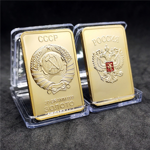 CCCP纪念币方形镀金块鹰骑士金币苏联金币金条纪念章异形外币镜面