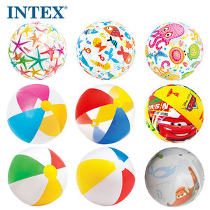 正品原装INTEX充气沙滩球戏水玩具球透明海滩球儿童手球加厚环保