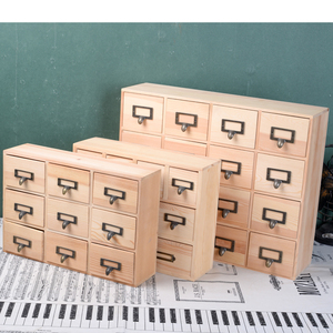 zakka木质多层抽屉式桌面多种类小物件收纳盒木制实木办公室木盒