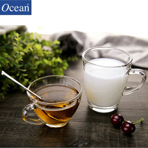 OCEAN 泰国进口有把耐热透明玻璃水杯咖啡杯微波炉牛奶杯子早餐杯