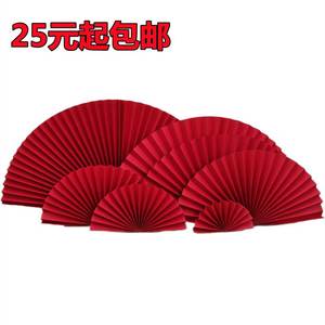 中国风折纸大折扇金色红色半圆纸扇展会布置婚庆现场造型扇装饰扇