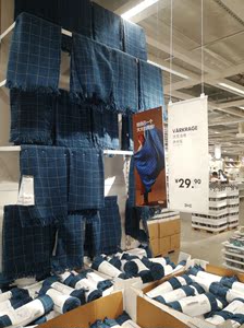 大减价国内宜家代购沃克洛格休闲毯蓝色毯子和毛毯子空调毯
