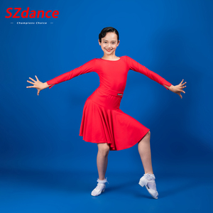 SZ舞蹈【清仓不退换】女童拉丁舞赛服圆领多种颜色长袖专业套装