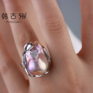 天然珍珠戒指女小众设计不规则异形指环时尚个性高级感手饰品珠宝