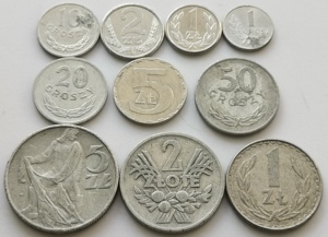 绝版 波兰1949-1990年社会主义时期硬币10枚一套1格罗兹-5兹罗提