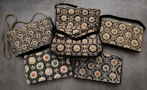 Antique印度手工制金丝刺绣宝石镶嵌华丽宫廷风古董手包vintage