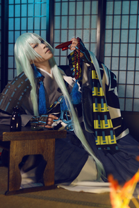 刀剑乱舞江雪左文字cos假发cosplay假发水绿色一米2长直