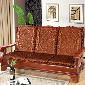 实木沙发垫带靠背防滑加厚海绵中式红木沙发坐垫连体木质联邦椅垫