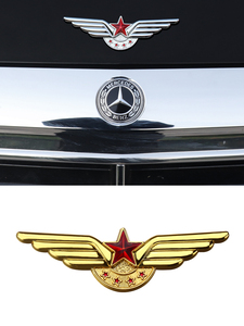 汽车个性创意八一五星红旗金属车贴翅膀五角星爱国军人装饰立体贴