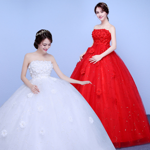 红色婚纱森系超仙梦幻齐地孕妇婚纱2024新款新娘婚礼高腰韩式韩版