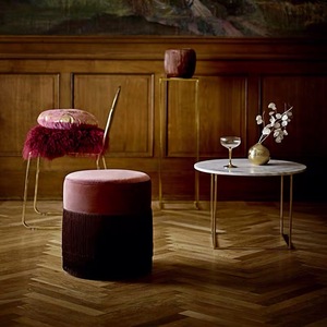 轻奢丝绒复古流苏沙发凳圆形坐墩梳妆凳换鞋凳子紫粉色丹麦设计师