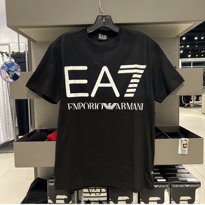 EMPORIO ARMANI阿玛尼EA7男士圆领短袖T恤拼接纯棉时尚印花logo潮