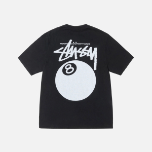 STUSSY 8 BALL黑色八号球LOGO印花半袖T恤男女情侣宽松潮牌短袖