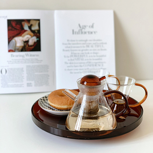 Homeside北欧茶壶ins风简约透明玻璃高硼硅耐热茶具琥珀茶杯套装