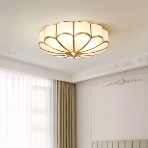 全铜美式主卧室吸顶灯温馨房间简约法式中古led书房餐厅欧式灯具