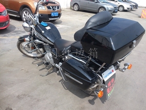 周红边箱适用GZ150-A摩托车改装配件大髙靠背尾箱哈雷+铁底板支架