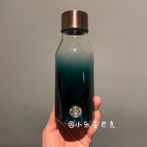 星巴克2021墨绿色渐变款六角形玻璃水瓶便携随行咖啡杯喝水杯子