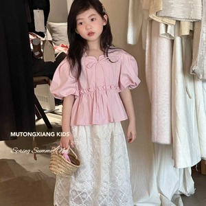 韩版女童装儿童夏季甜美短袖T恤娃娃衫高品质短裙半身裙伞裙