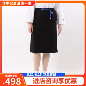 日本Champion冠军裙子23夏季纯色棉布中腰工装裙半身裙女CW-W203