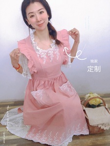 围裙韩版女式时尚洋气蕾丝边家居服法式时尚可爱家用小清新工作服