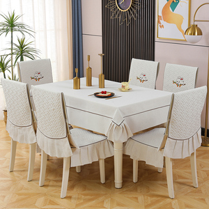 纯色餐桌布艺长方形餐椅垫椅套套装家用现代简约椅子垫套罩茶几布