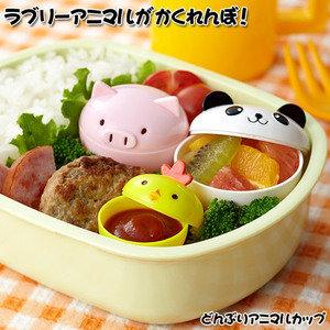日本儿童动物造型熊猫猪鸡调料盒调味罐便当便携番茄酱料盒水果盒