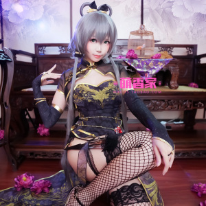 萌香家新品特价 长发版 洛天依 金丝雀旗袍 水墨灰 COSPLAY假发