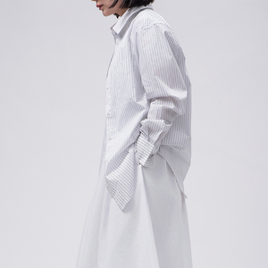 【JUYOOYU】可循环衣橱春黑白条纹正肩全棉长袖衬衫 JY1102短款